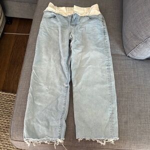 Express Cream Waistband Light Blue Jeans